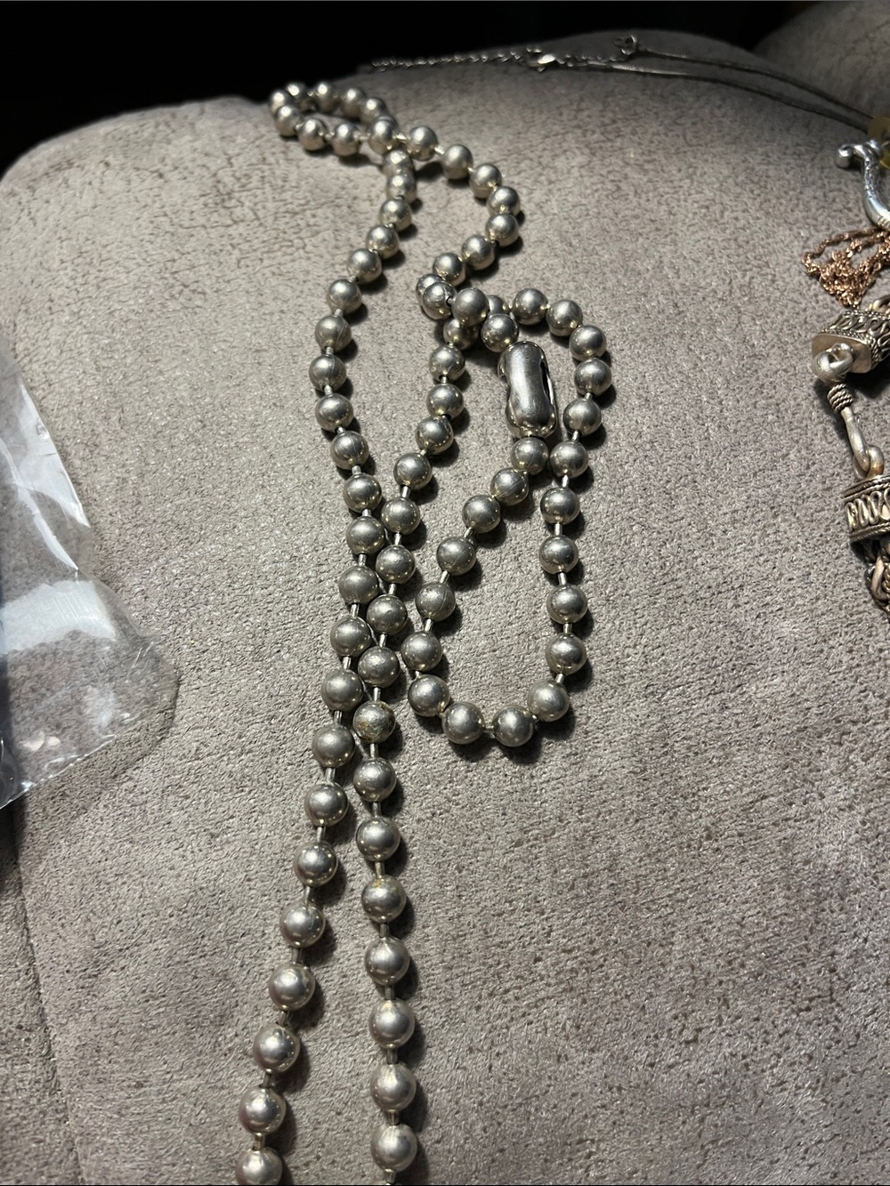Silver Beaded Station Necklace - Silver 1703